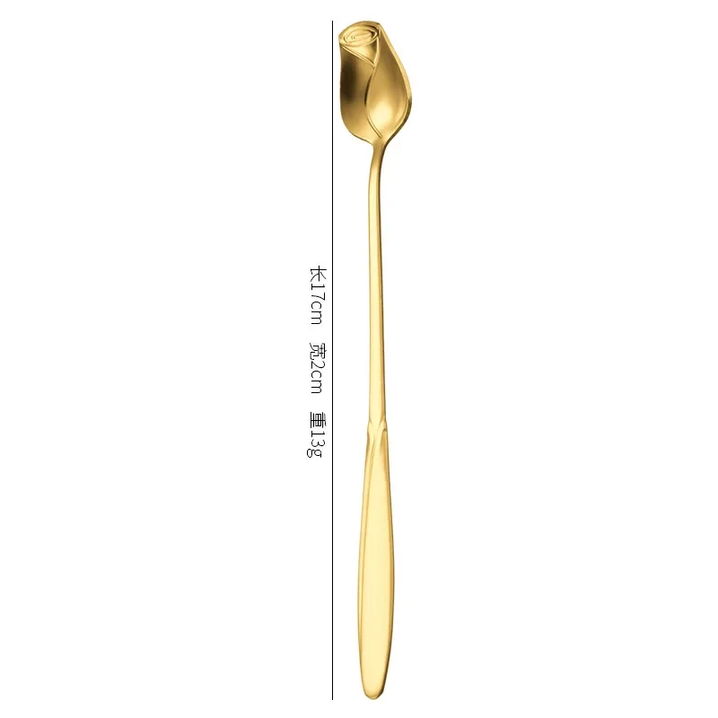 Long Handled Teaspoons Stainless Steel Coffee Spoon Ice Cream Dessert Tea Stirring Spoon for Picnic Kitchen Tableware Bar Tools: Chocolate