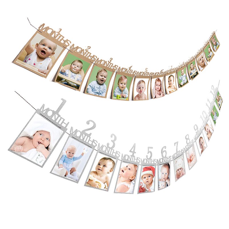 Nummer Frame Kids Decoraties 1-12 Maand Baby Foto Houder Foto Banner Maandelijkse Fotolijst Muur Baby foto Map