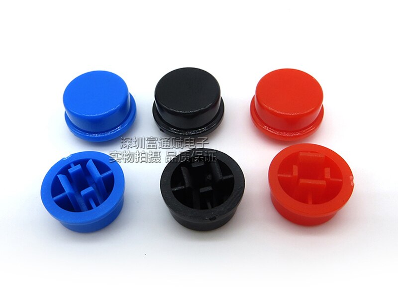 20 pcs A24 switch cap 12.8 MM * 7.8 MM binnenste gat 3.8 MM tact switch ronde zwart blauw rood voor vierkante kop druk schakelaar 12*12