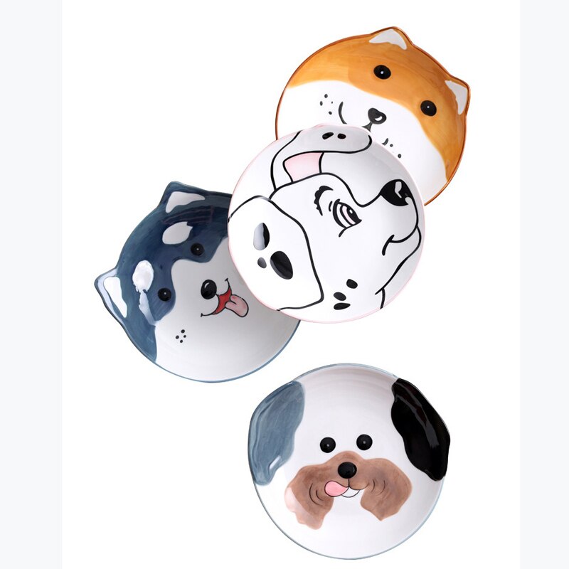 8- tum 3d mops hund middag tallrik barn nudel keramiska husdjur skål dekoration tallrik tecknad djur porslin keramik