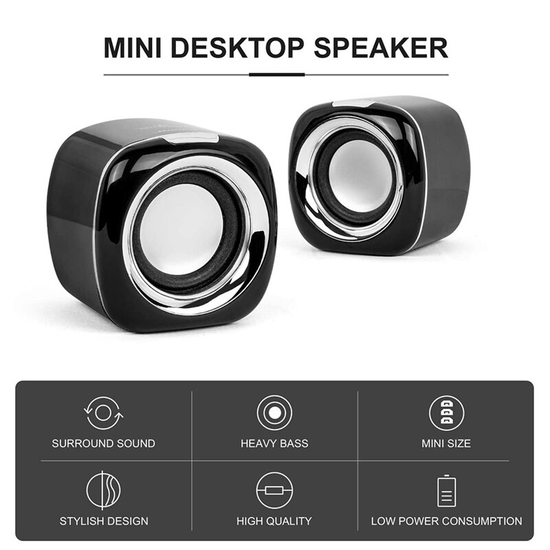 BONKS Computer Lautsprecher, 6W PC Powered Lautsprecher USB Lautsprecher Monitor Lautsprecher für Desktop Computer/PC/Laptop Gaming Lautsprecher