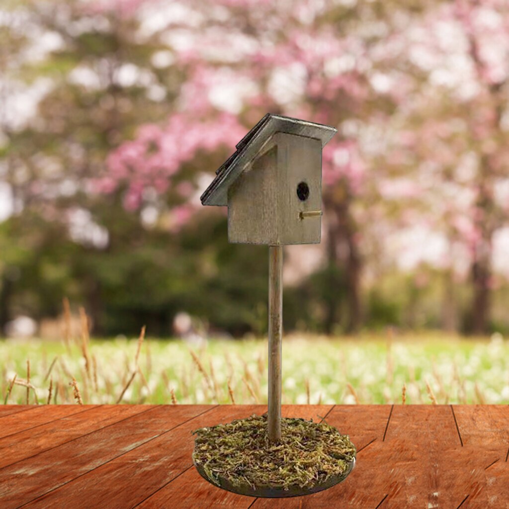 1/12 Scale Doll House Handcraft DIY Miniature Wood Bird Nest Birdhouse for Garden Outdoor Life Scene Decoration