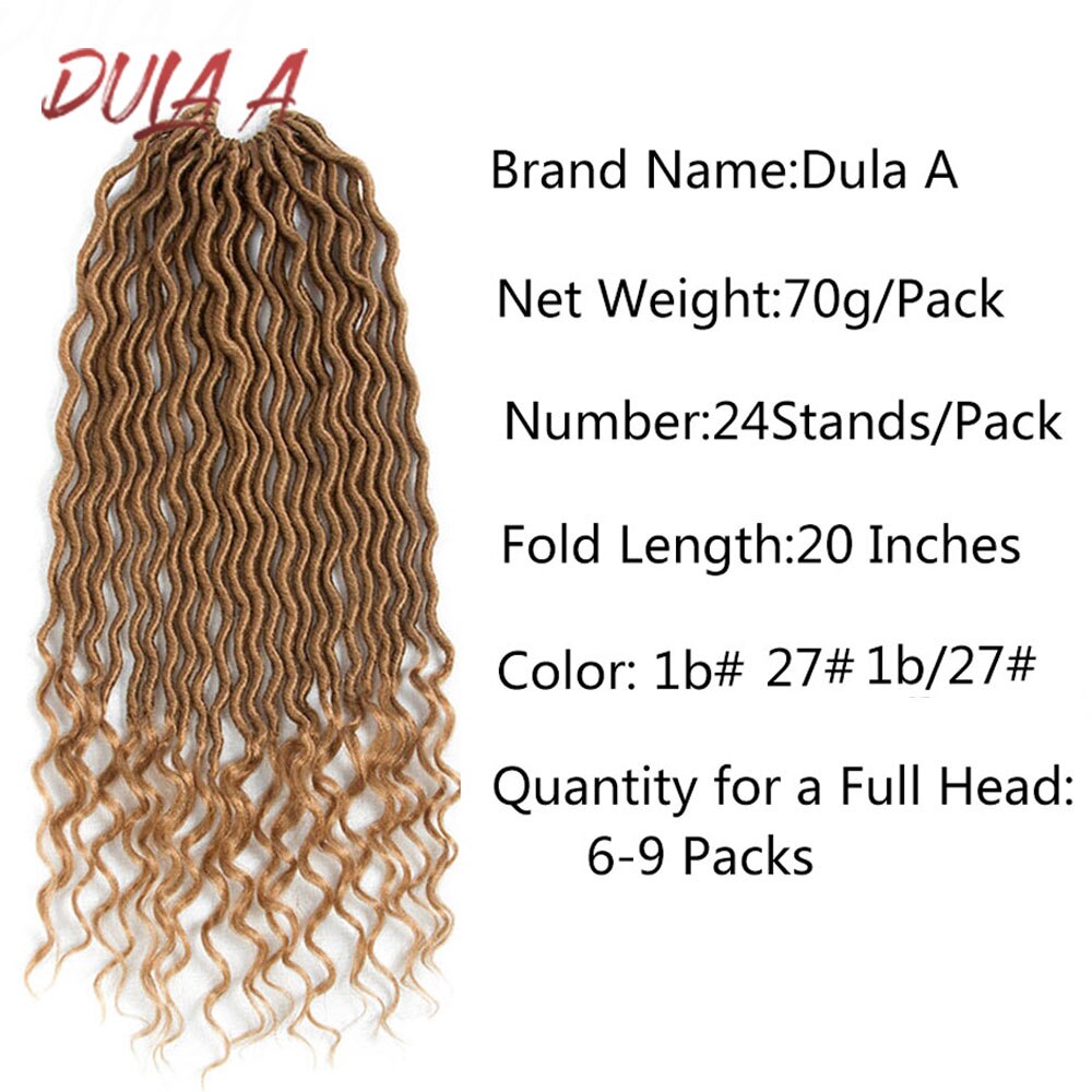 Dula A Goddess Faux Locs Curly Crochet Hair 20Inch Synthetic Dreadlocks Hair Extensions For Black Women 24 Roots/Pack