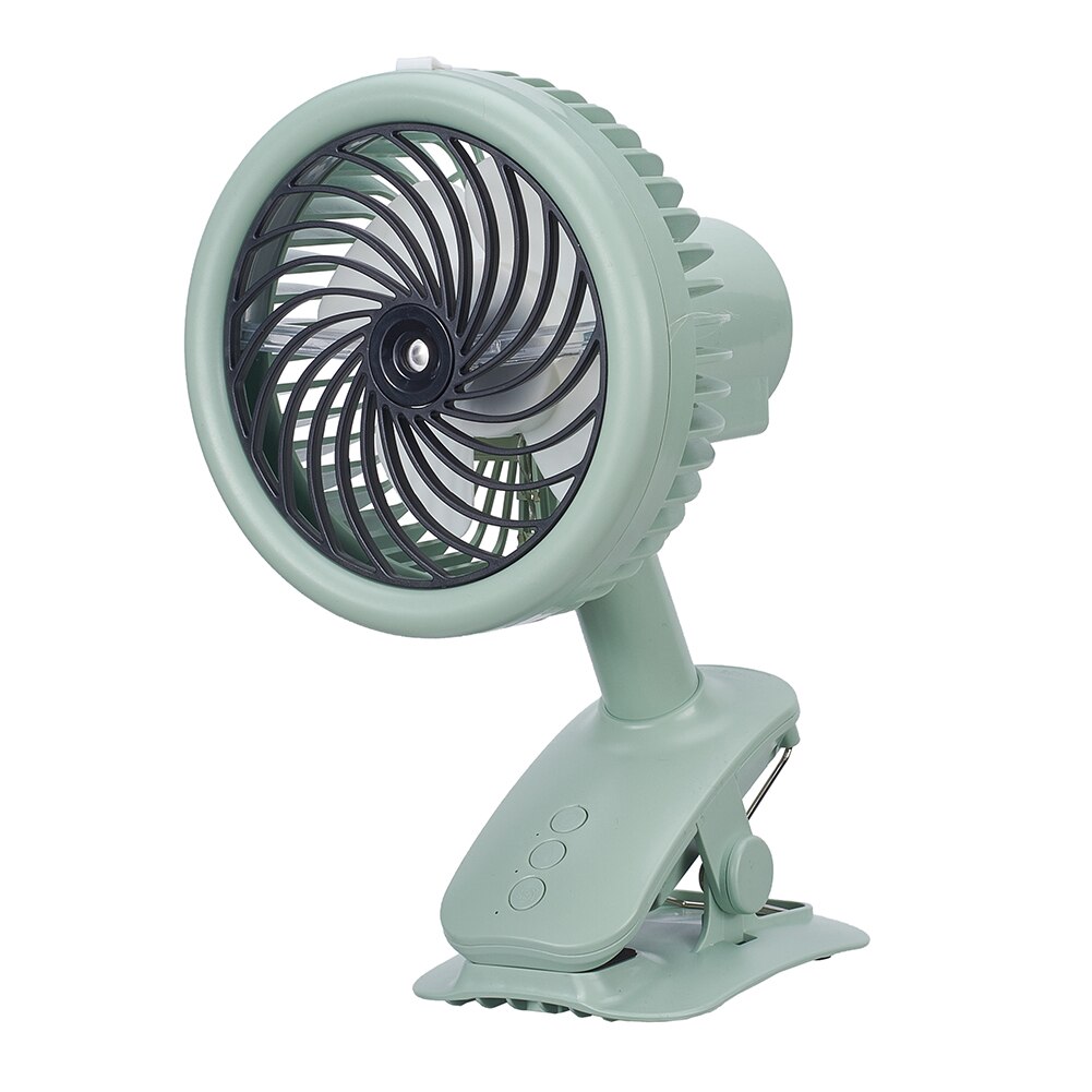 Mini Cooling Air Fan Humidifying Sprayable Fans Portable Shaking Head Desktop Fan With Clip Built-in Battery: Green