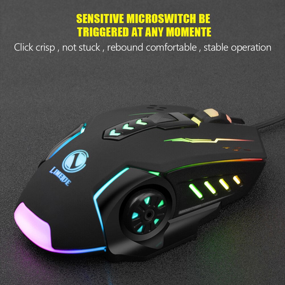 Kabelgebundene gaming-maus mit v7 usb-anschlüssen , 3600 dpi-einstellungen , 6 tasten, hintergrundbeleuchtung, farbiger led-beleuchtung – ideal für e-sport, laptops und pcs.