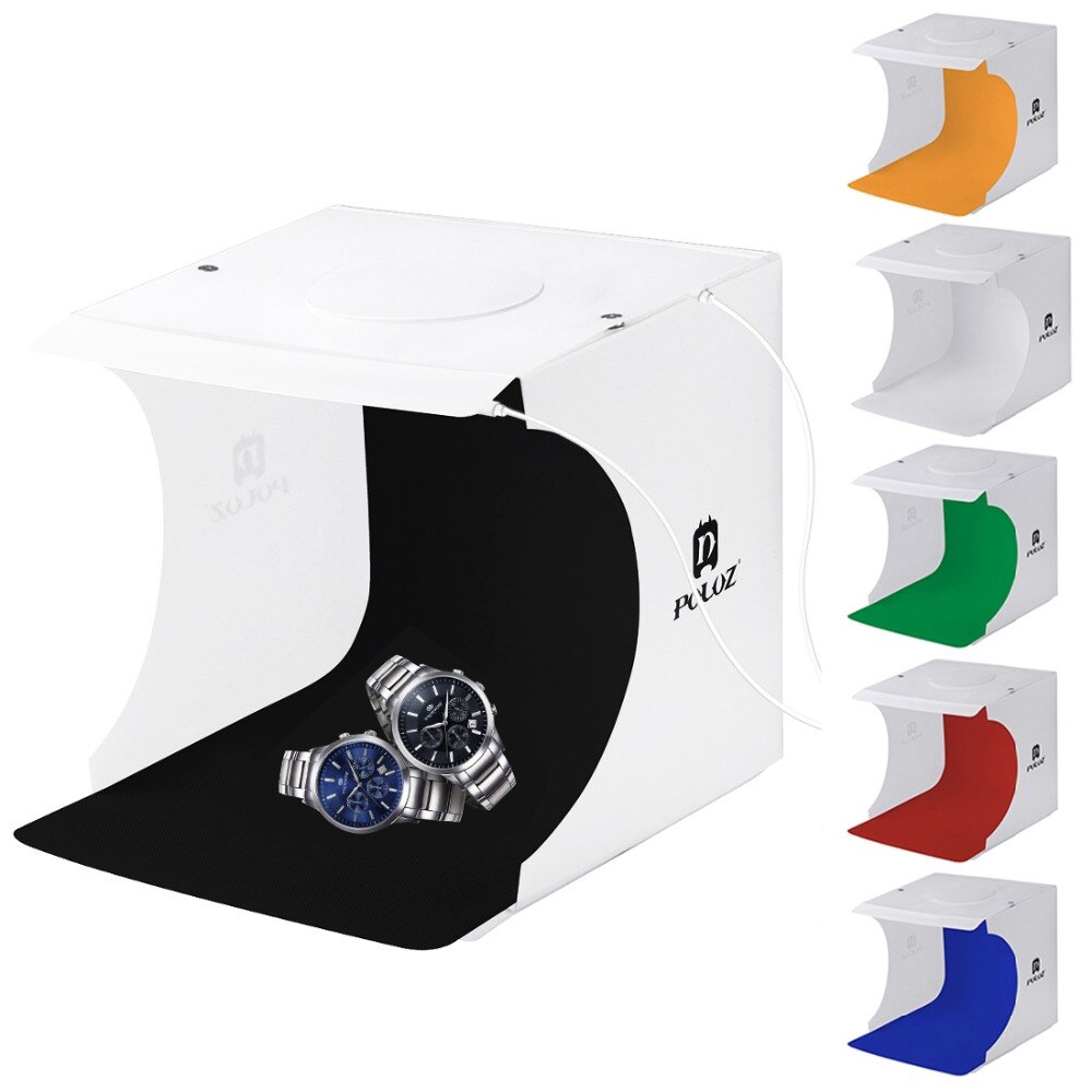 Photographie table accueil équipement deux bandes Led boîte à lumières douces Portable Photo Studio pliable tente avec 5 pièces arrière-plan