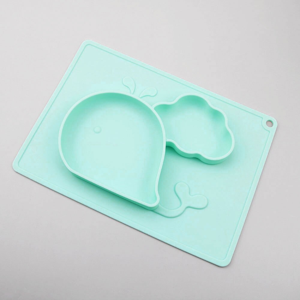 Silicone world Baby Plates Safe Silicone Dining Plate Children Dishes -proof Training Tableware Kids Feeding Silicone Bowls: Green Whale