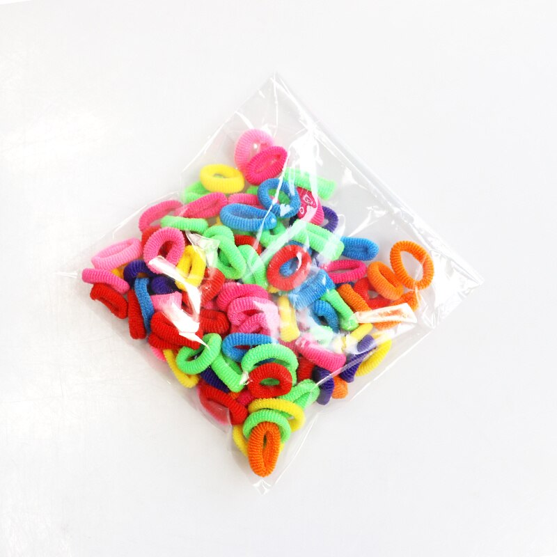 100 Pcs Colorful Child Kids Hair Holders Hairband Cute Rubber Hair Band Elastic Accessories Girl Charms Headwear: Mixed Color 2