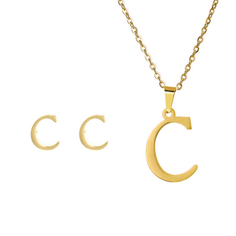 Edelstahl A-Z Alphabet Initial Halskette 26 Englisch Buchstaben Ohrringe Halskette Für Frauen einstellen Personalisieren Schmuck