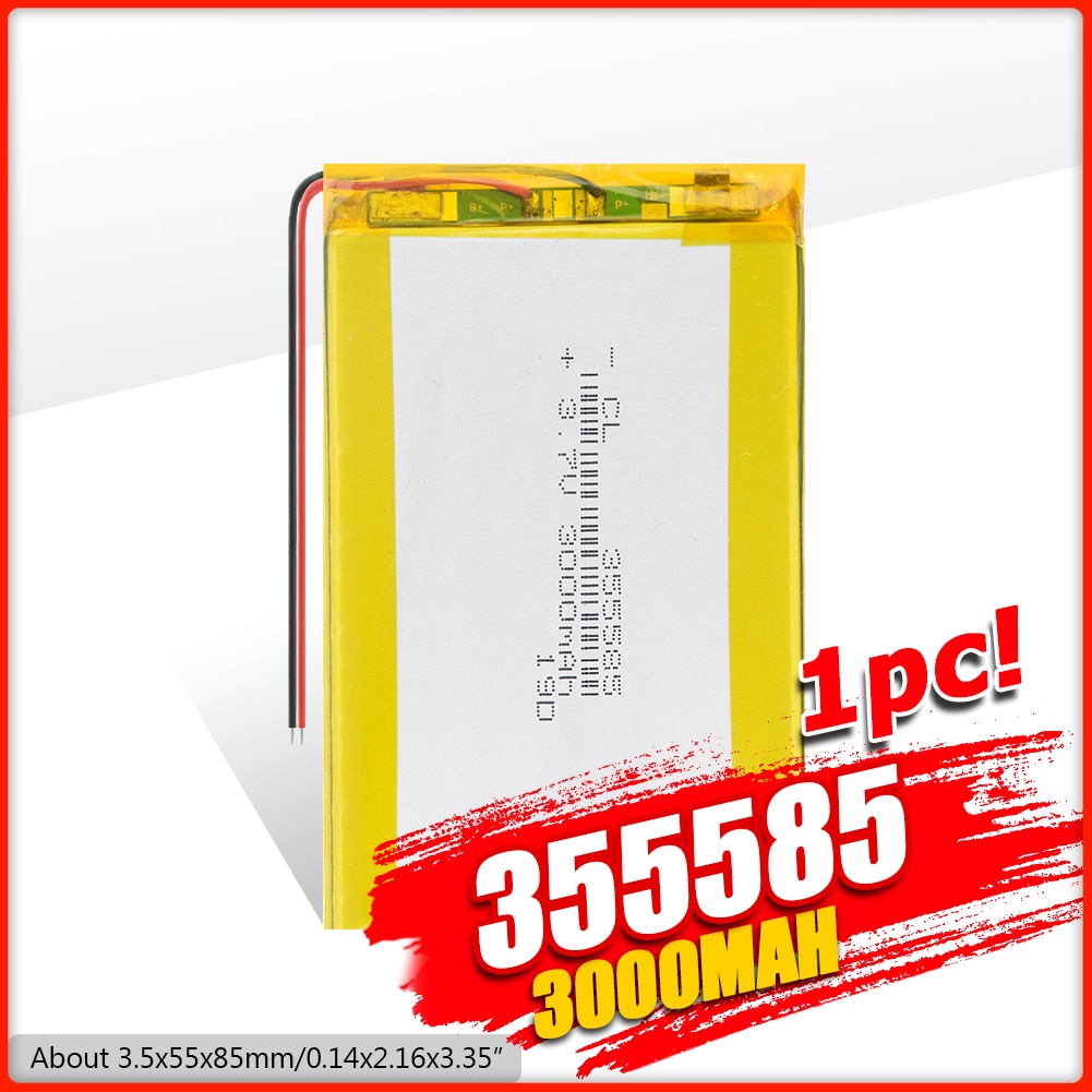 355585 3000mAh 3.7V Lithium Polymer Rechargeable battery For phone E-Book Onyx Boox PAD LAPTOP MP4 MP5 GPS DVR Power Bank