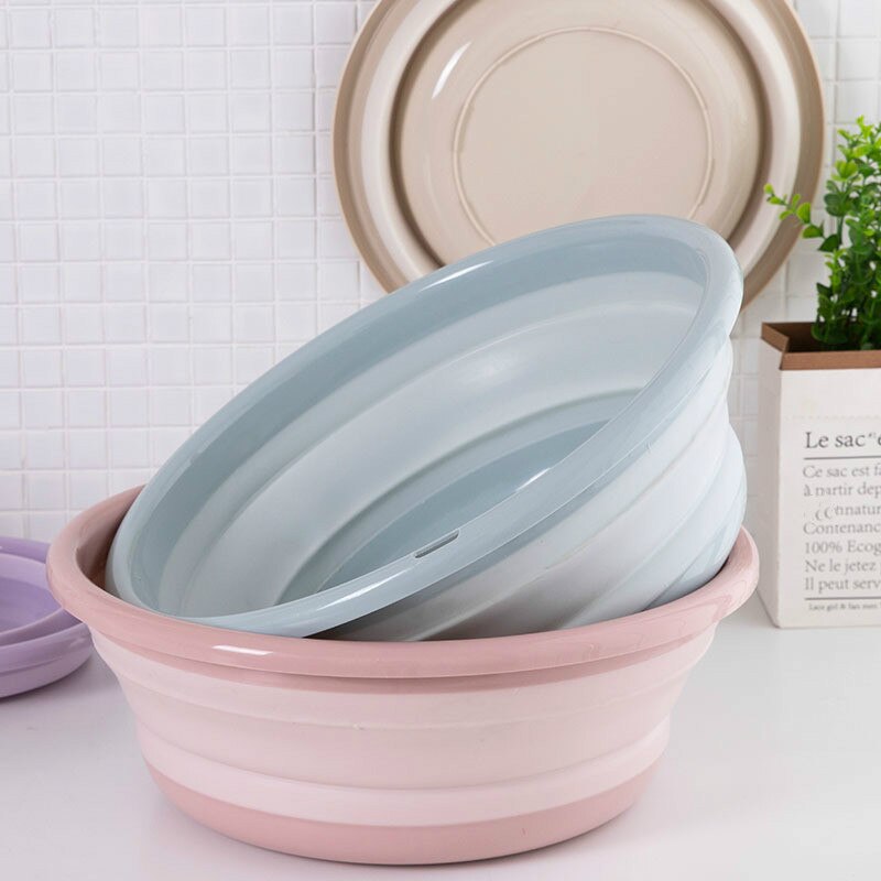 1PC Outdoor Folding Wash Basin Folding Bucket Container Portable Basin Collapsible Silicone Washbasin Bathroom Accessories #