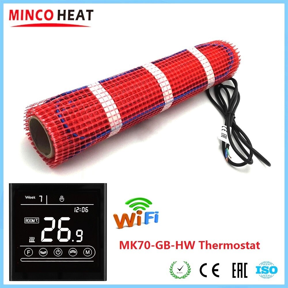 MINCO HEAT 50cmX2m 1m2 Underfloor Heating Warm Mat 150w/m2 Electric Heater Under Tile with Smart WiFi Thermostat