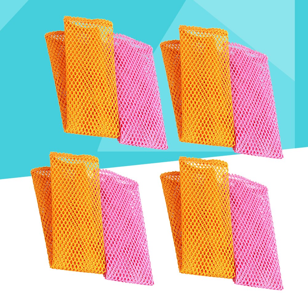 6PCS Mesh Non-stick Oil Dish Cloth Cleaning Cloth Rapid Dry Scourer Mesh Washing Cloths Kitchen Cleaning Cloths (Mixed Color)