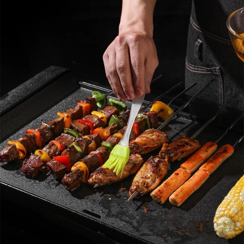 Pinchos de acero inoxidable reutilizables para barbacoa, 10 Uds., pinchos planos de acero inoxidable para barbacoa, pincho de acero inoxidable, aguja, palos para asado para , utensilios de cocina