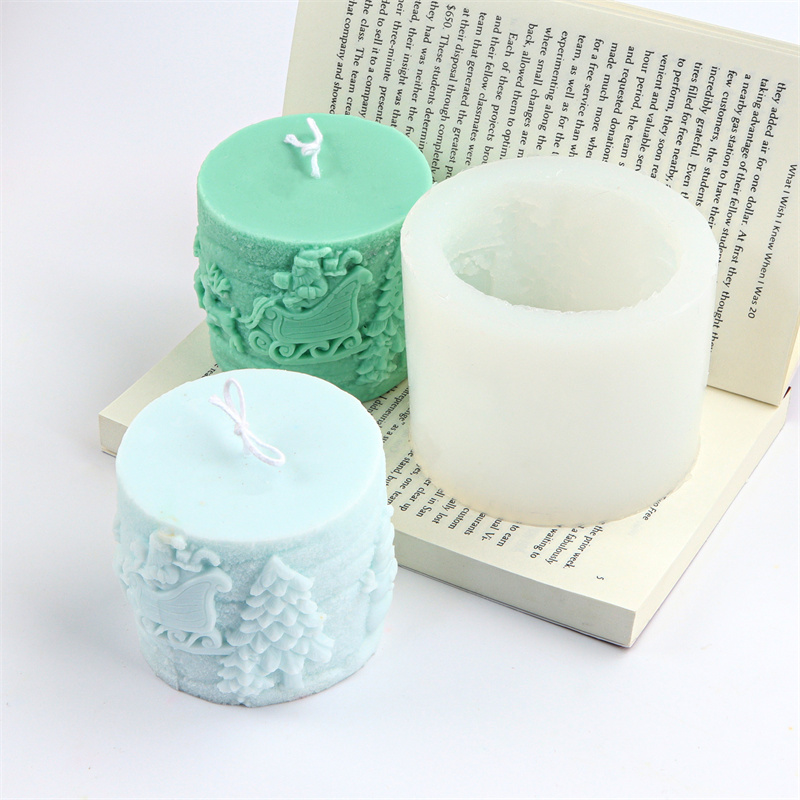 cylinder miękka świeca silikonowa formy tłoczone choinki łoś Jeleń wzór w renifery glina dekorowanie formy robić narzędzi gipsowych