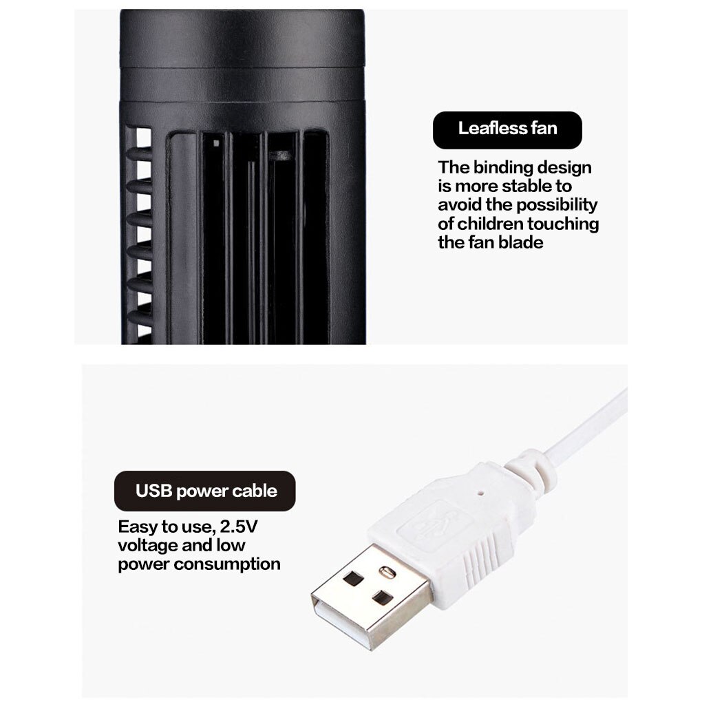Electric Tower Fan Home Office Desktop Portable USB Powered Vertical Mini Air Cooling Fan