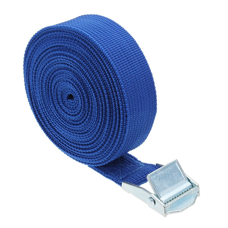 Sangle d'arrimage de corde de Tension de voiture 5M, sac de bagages, ceinture à cliquet solide, arrimage de cargaison avec tendeur de corde, boucle métallique de remorquage: Blue Binding Belt