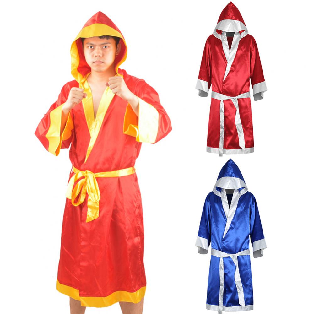 Männer Boxen Kleid MMA Boxkampf Muay thailändisch Männer Mit Kapuze Lange Hülse Mantel Kleid Uniform Kostüm