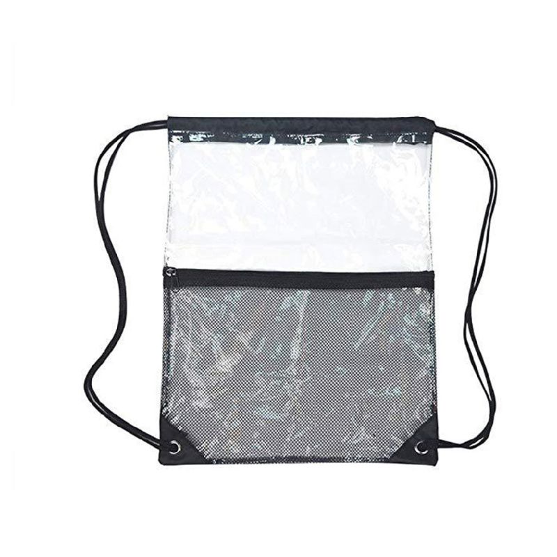 Transparent Drawstring Backpack School Tote Gym Bag Sport Pack