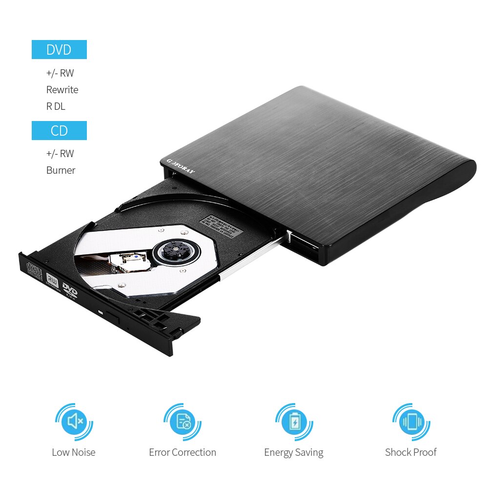 For Windows/ Mac OS USB 3.0 External DVD Recorder CD-RW DVD-RW CD DVD ROM Player Drive Writer Rewriter