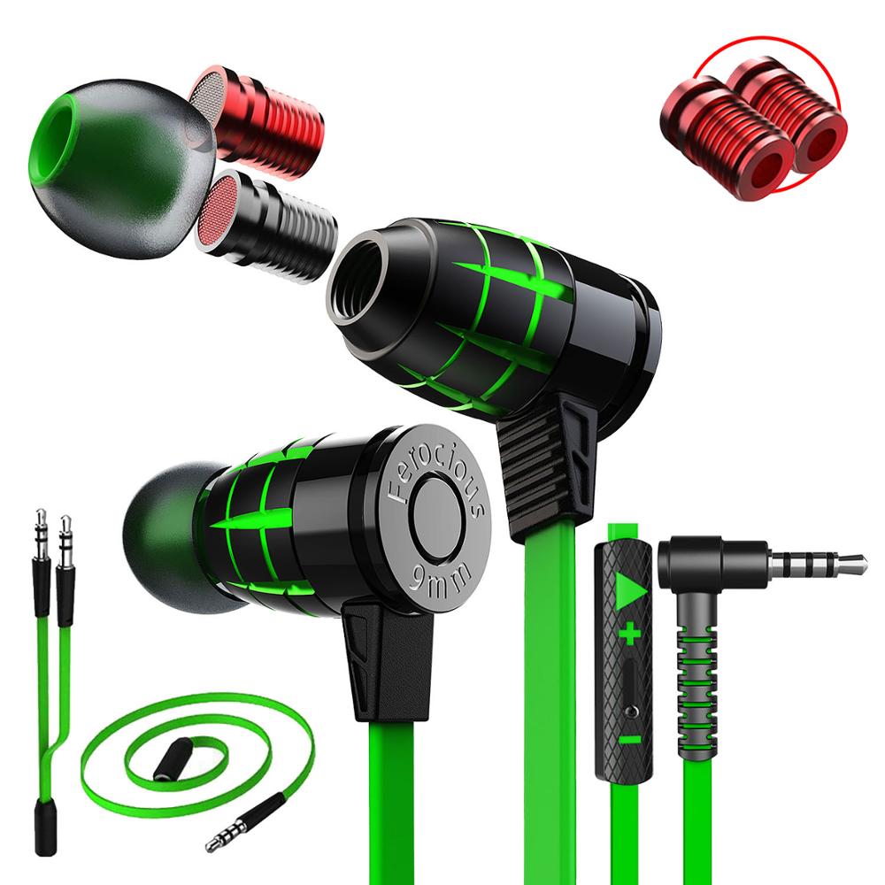 Plextone hammerhead  g25 gaming hörlurar med mikrofon i örat ljudisolering headset variabel ljudcell för ersättning: Grön