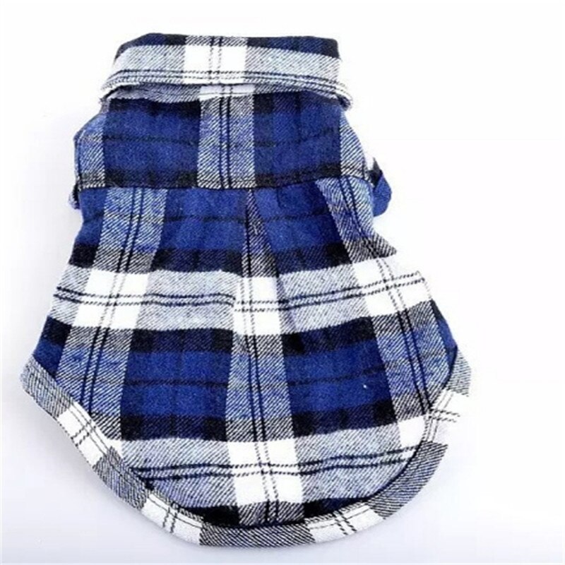 Kingccpet Huisdier Puppy Hond Shirt Vesten Plaid Streep Huisdier T-shirt Katoen Kat Grid Kostuums Hond Zomer Kleding jas Jassen: Blauw / L