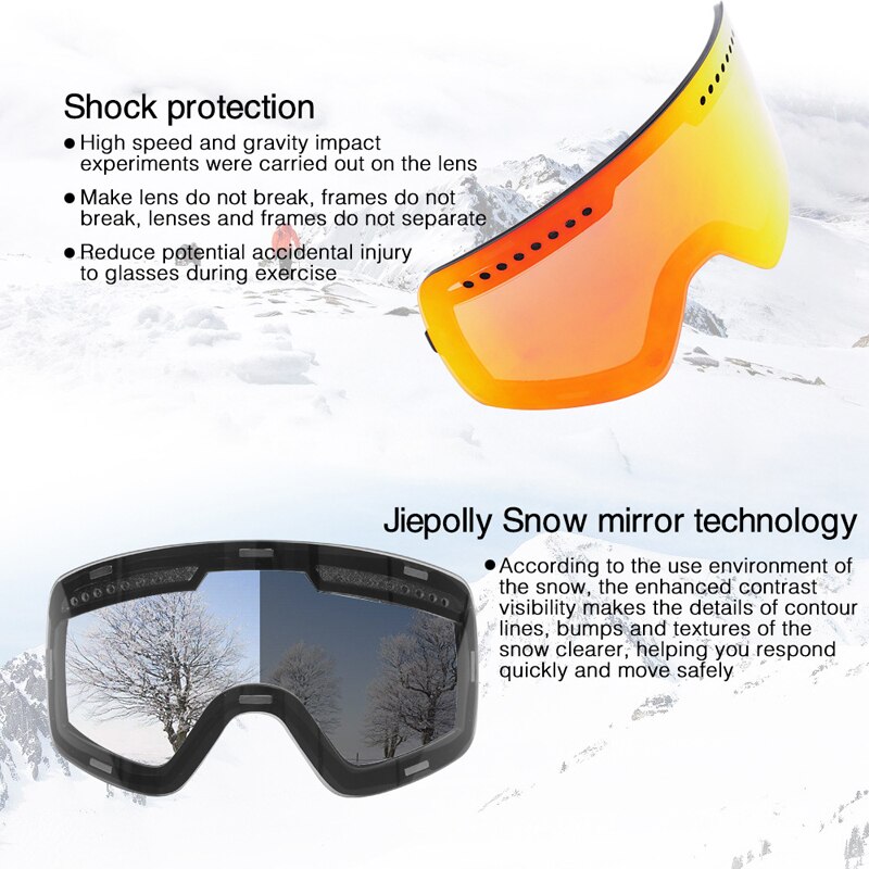 Magnetiske skibriller vintersnøsport snowboardbriller antidugg uv-beskyttelse snøscooter sfæFare ridning skibriller maske