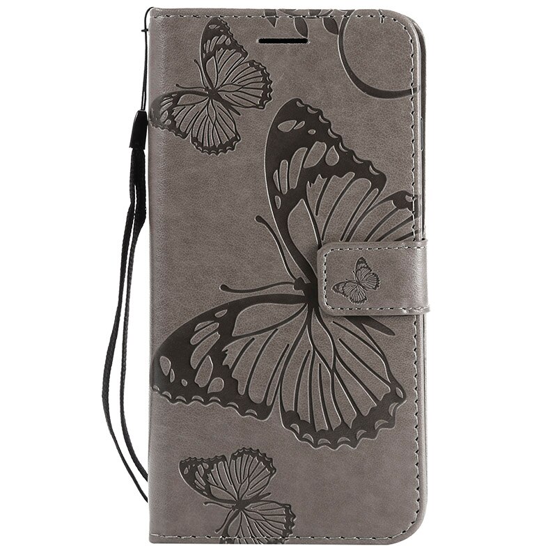 For Huawei Honor 7S 5.45" Honor Play 7 Flip Leather Luxury Case Honor7s Embossed 3D Butterfly Wallet PU Phone Cover Card Holder: Honor Play 7 / Gray