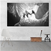 Uindrammet abstrakt oliemaleri kærlighed kys væg kunst lærred udskriver billeder til stuen moderne billeder boligindretning: Sort / 30 x 60cm uden ramme
