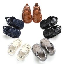 Peuter Pasgeboren Baby Jongens Zomer Sandalen Zachte Zool Schoenen Leer Ademend Star Hollow Out Baby Slippers Prewalker Sandaal Schoenen