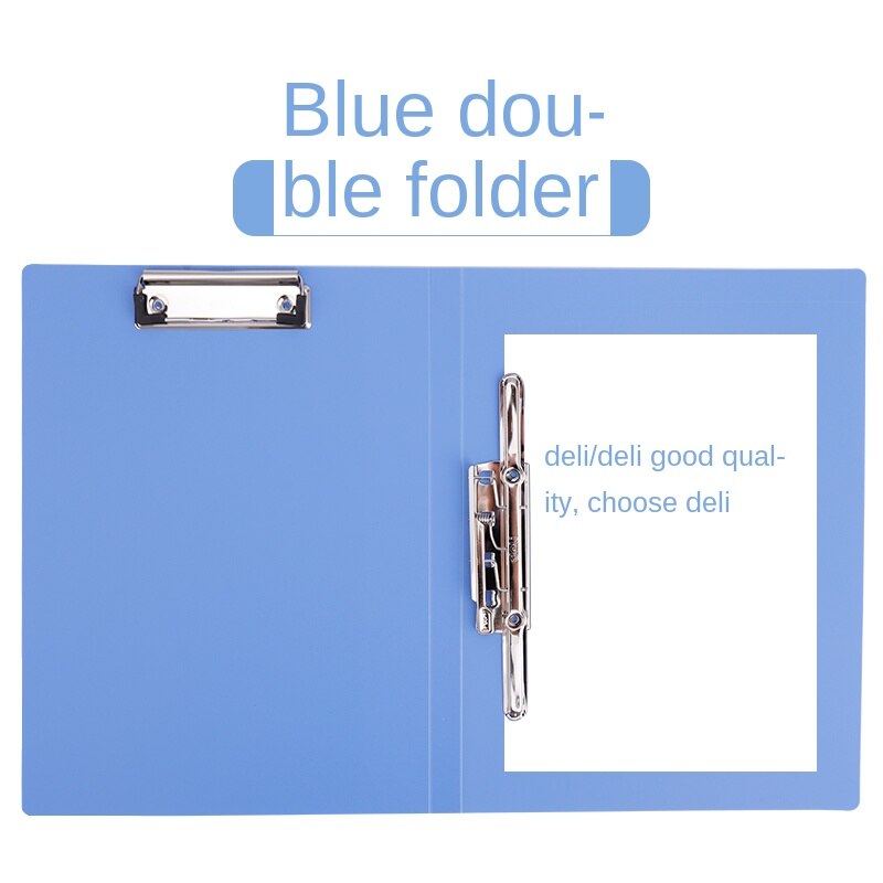 Dossier longueur pince pince plaques A4 dossier trombone bureau classé fort papier dossier étudiant Double pince: 5349Blue
