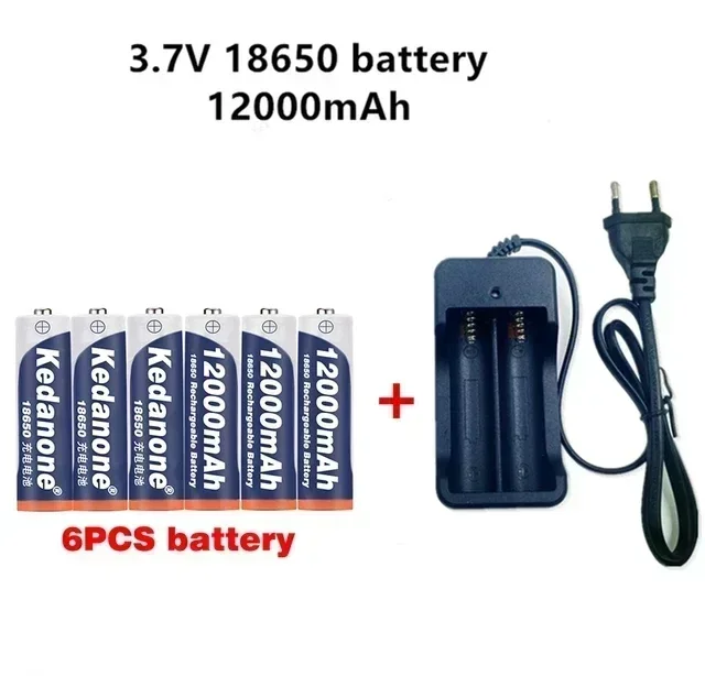 18650 battery 3.7V 12000mAh rechargeable Li-ion battery for Led flashlight Torch batery lithium battery charger: Yellow