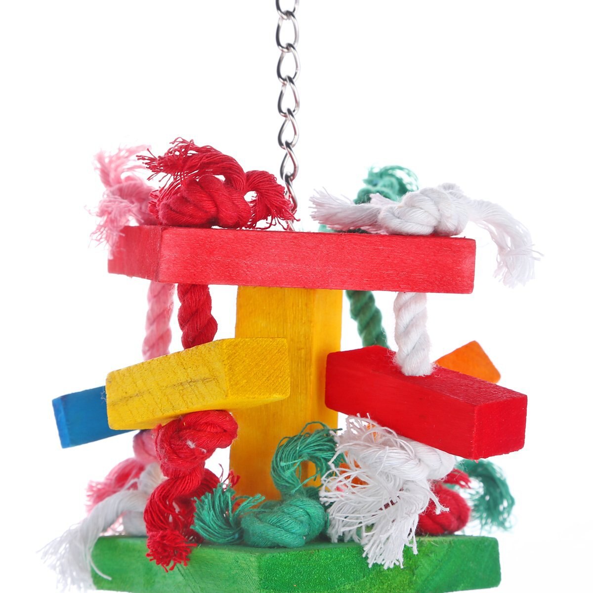 Colorful Parrot Toys Chew Natural Wooden Bird Toys Perch Hanging Chewing Swings Cage Pet Bird Toy Climbing Ladder Game Supplies