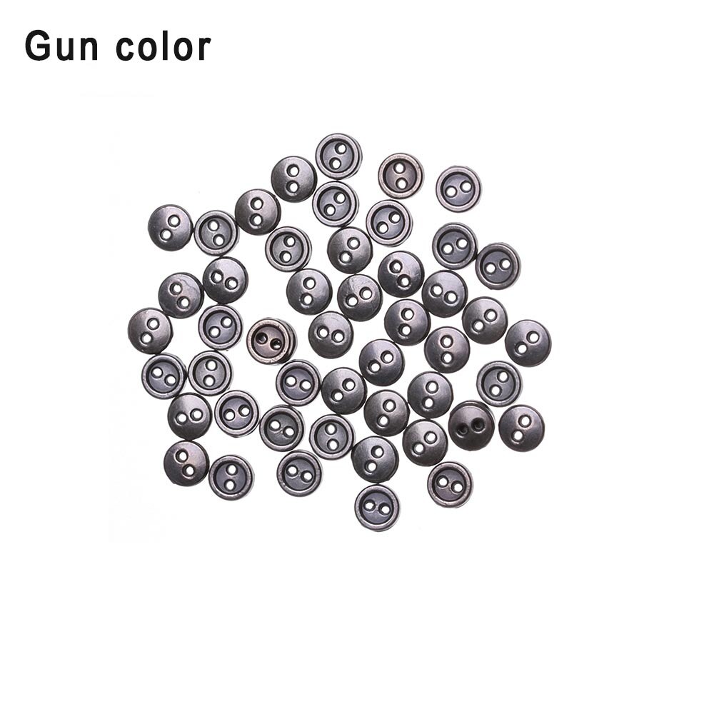50pcs 3mm 4mm 5mm 6mm 7mm 8mm Mini buttons metal mixed color round bread buttons doll buttons for diy sewing blyth doll clothing: Gun Color / M 4MM