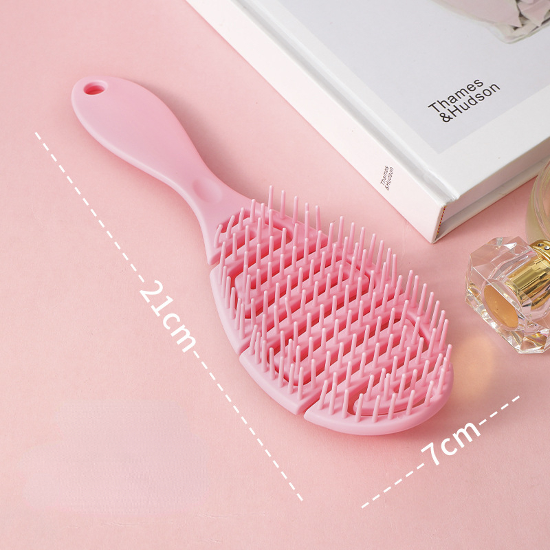 Cepillo para el cabello ahuecado, peines para masaje del cuero cabelludo, desenredante de peinado, herramienta para desenredar de secado rápido, cabello rizado seco y húmedo: Negro