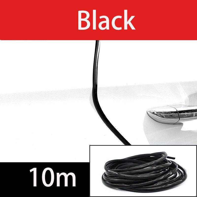 Chrom Auto Tür Rand Schutz Streifen Lärm Isolation Dicht Auto Tür Gummi Dichtung Streifen Klang Isolierung Tür Schutz: Schwarz 10m