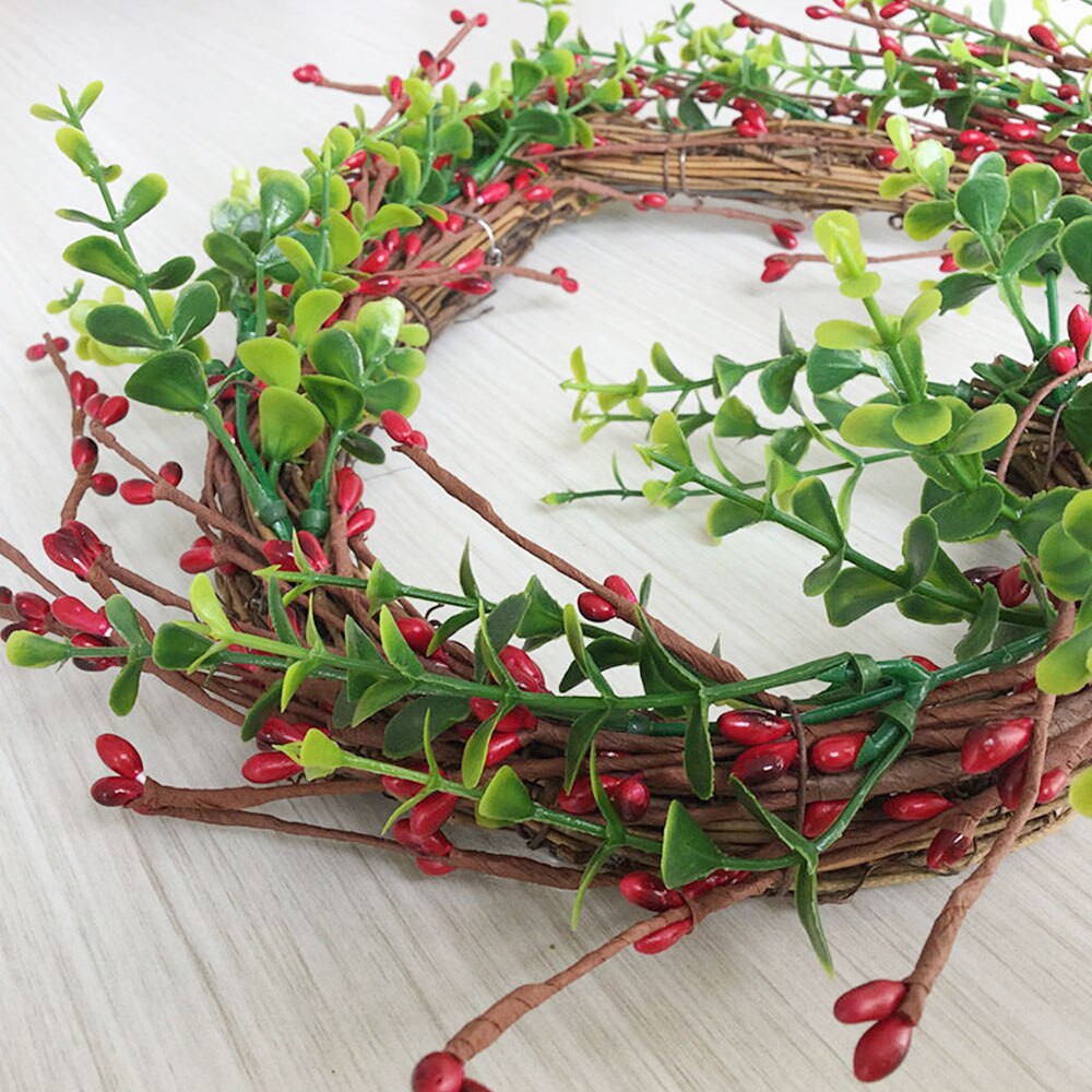 Handmade Natural Grapevine Wreath Rustic Twig Heart Wreath Red Berry Wreath for Valentine’s Day Wedding Party Christmas