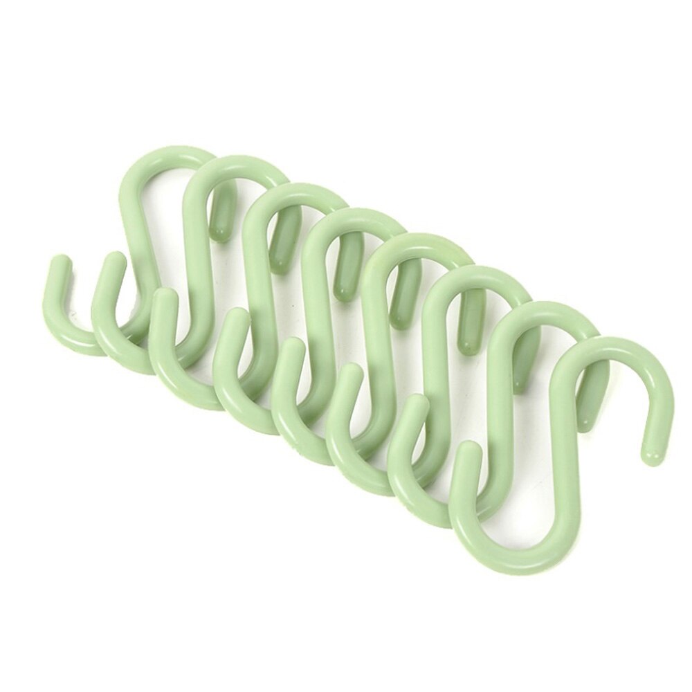 4/8pcs Practical Plastic Bucket Hook S Shape Clothing Rack Kitchen Railing S Hanger Kitchen Hooks: 8Pcs Green S
