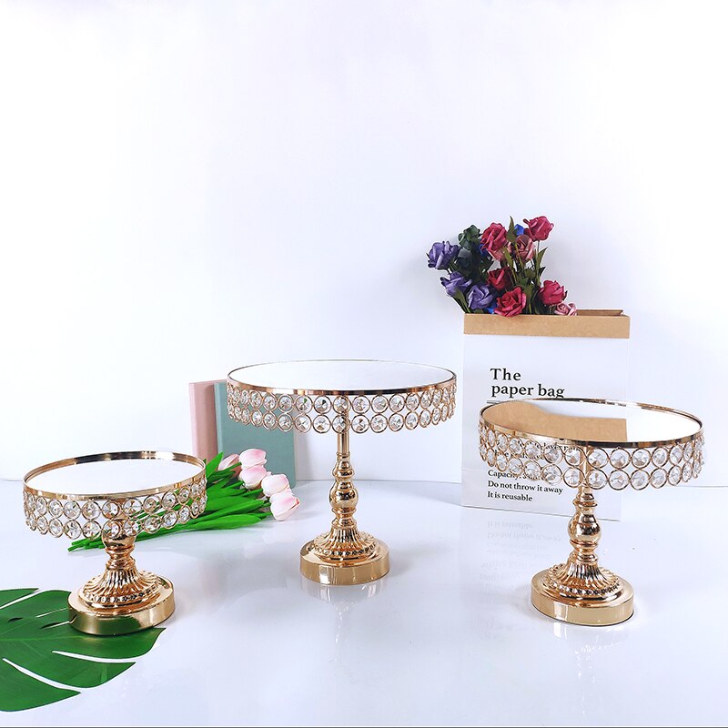 Goud Acryl Spiegel Metalen Cake Stand Ronde Bruiloft Verjaardag Party Dessert Cupcake Voetstuk Display Plaat Home Decor