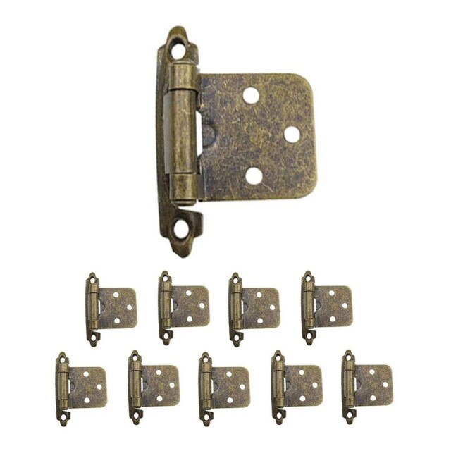 10pcs Self Closing Overlay Flush Cabinet Hinge Heavy Duty Door Cupboard Hinges For Home Decoration Accessories: Green bronze