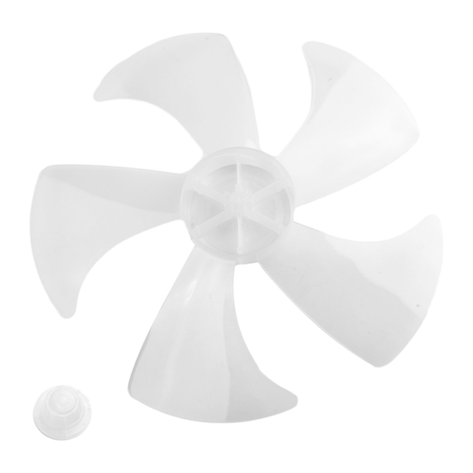Replacement 14 Inch Plastic Fan Blade Five Leaves with Nut Cover for Pedestal Fans Low Noise and Temperature Resistant: WHITE