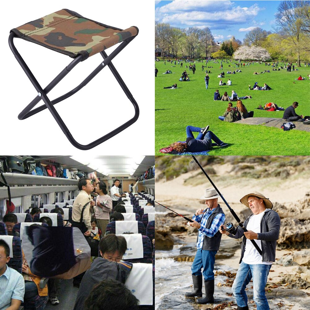 Tabouret De Camping Pliable - Léger (0.5kg) - Portatif Avec Sac - Support 100kg - Pour Pêche, Randonnée, Jardin, Plage - Tissu Oxford & Acier