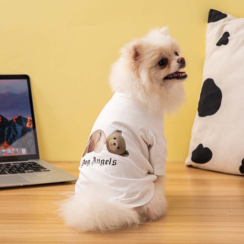 T-shirty dla psów designerskie ubrania dla psów fajne oddychające sznaucer z francuskiego buldoga na małe psy: beige / XXL