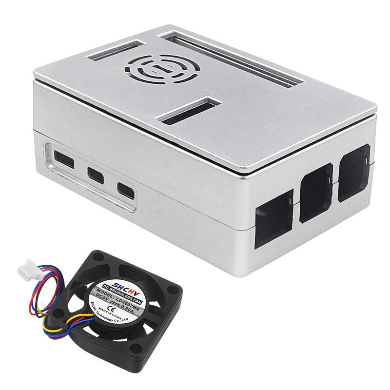 Raspberry Pi 5 ABS behuizing Zwart Zilver Plastic omhulsel Optionele PWM-koelventilator Actieve koeler Ondersteuning 3,5 inch scherm voor RPi 5 Pi5: Blauw