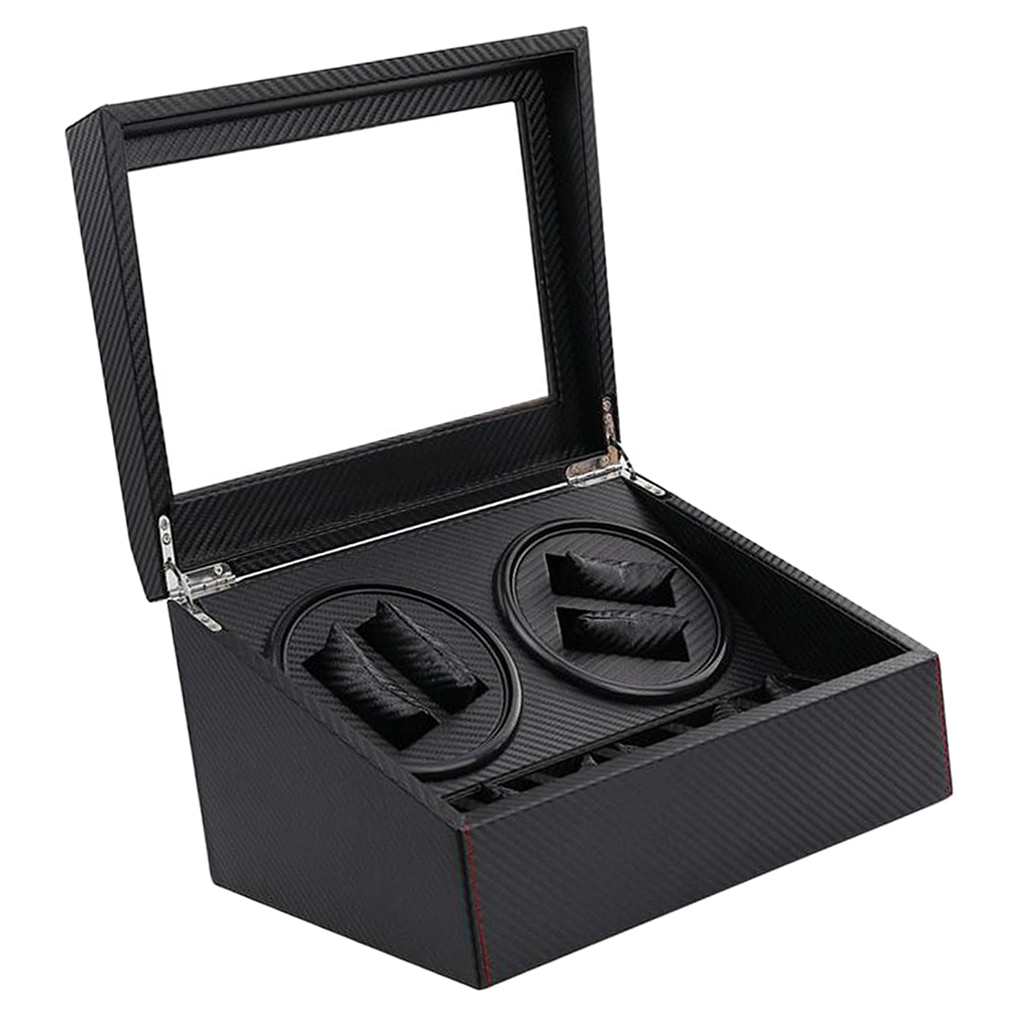 Black Carbon Fiber Storage Case Roterende Display 4 Winder 6 Slots Organisator