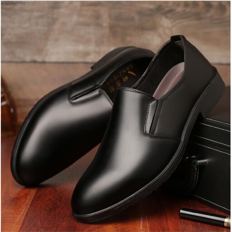 Zapatos de vestir de negocios para hombre, Cuero clásico, sin cordones, estilo oxford,