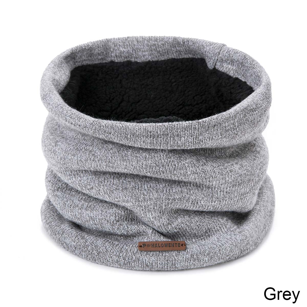 Winter Scarf men Ring Scarf Knitted Winter warm Scarves for Women Soft Elastic Neck Scarves Thick Plus velvet Scarf: gray