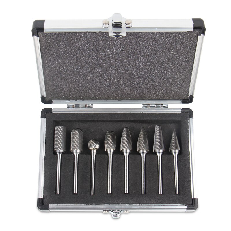 8PCS/Set 6mm Shank Tungsten Carbide Rotary burr kit Point File Die Grinder Abrasive Tools Milling Cutter Carving: 8PCS single cut kit