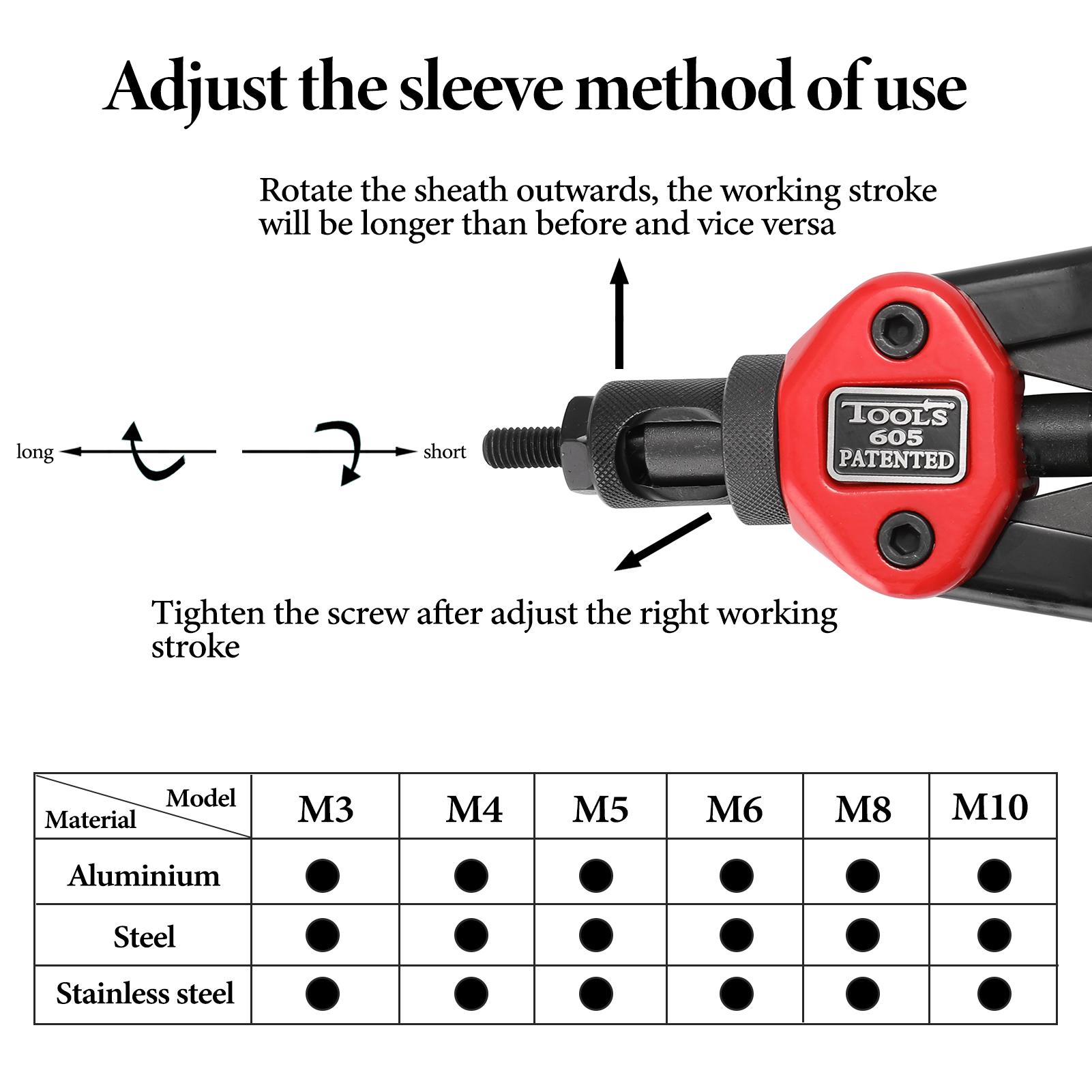 Hand Klinkhamer BT-605 Handleiding Klinknagel Machine Nietmatrijzen Met Moer Sterft M3/M4/M5/M6/M8 klinkhamer Gun Tool Hand Insert Rivet Nut Tool