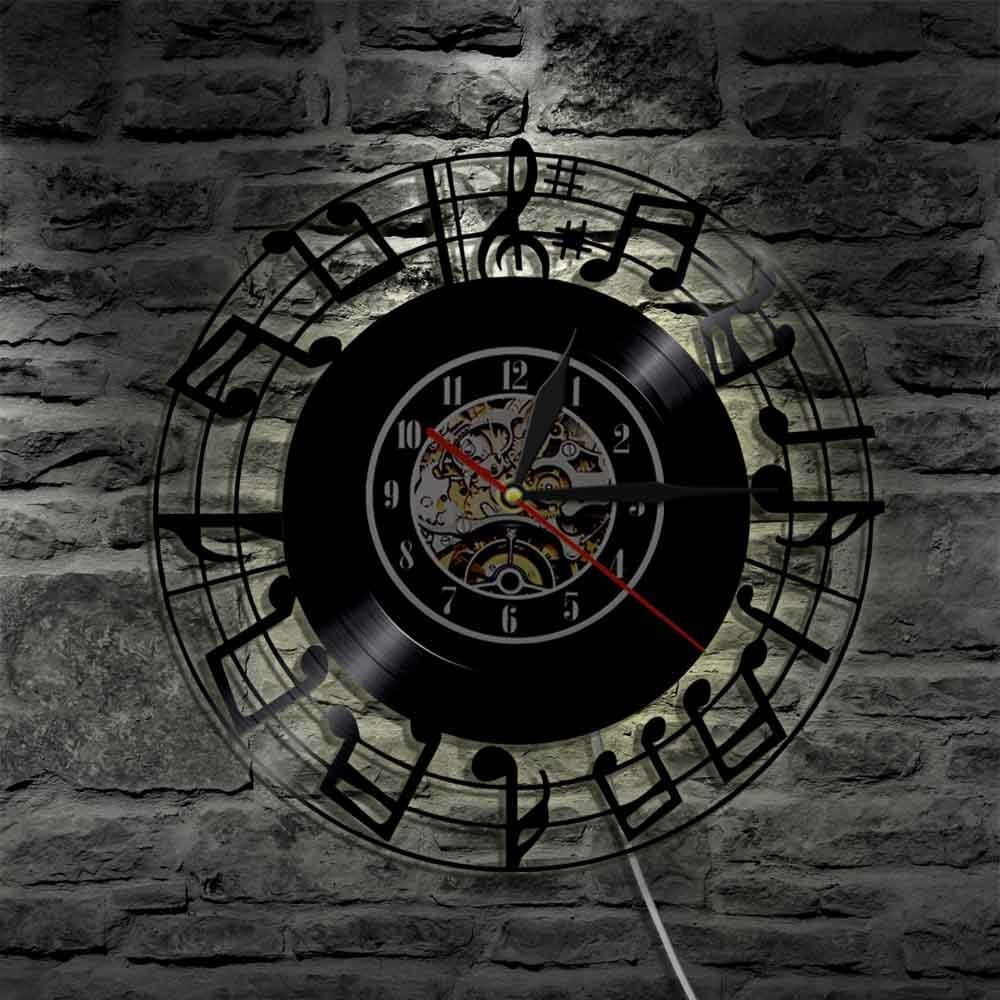 Vinyl Record Wall Clock Musical Note Wall Clock Round Wall Clock Decorative Wall Clock (without Lamp Shipment without Battery